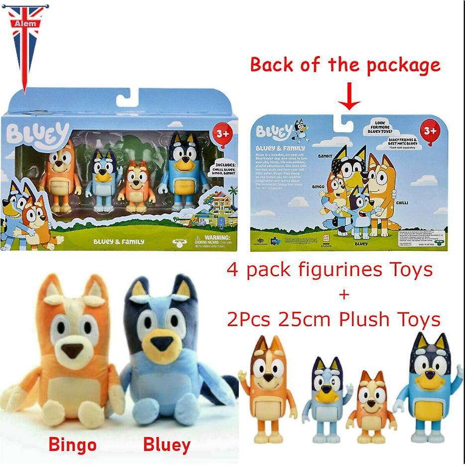 Action Toy Figures Bluey Family Bingo Toys 4Pcs Pack SET 25cm BINGO BLUEY Plush Toy Kid Christmas gi