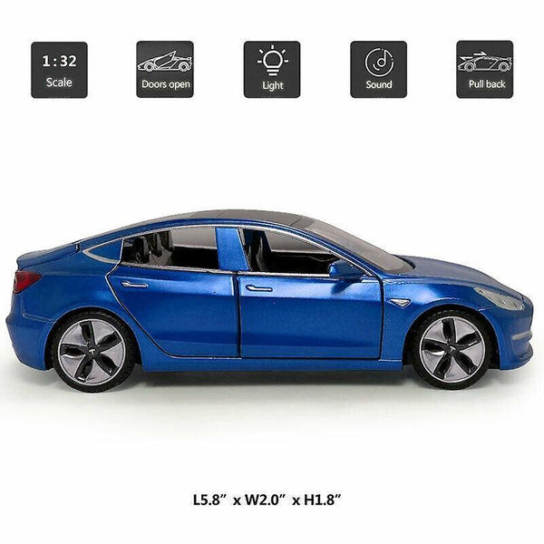 Toy Cars 1:32 Tesla Model 3 Alloy Car Model Kids Christmas gift Blue