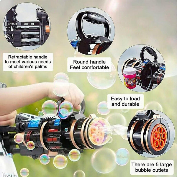 Bubble blowing toys electric bubble machine five hole huge amount electric automatic bubble maker gun black