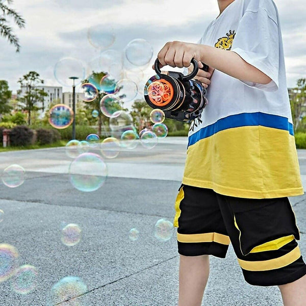 Bubble blowing toys electric bubble machine five hole huge amount electric automatic bubble maker gun black