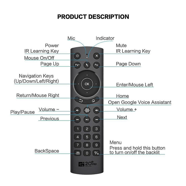 Remote controls g20s pro air mouse backlight voice gyroscope ir learning google assistant g20s pro backlit