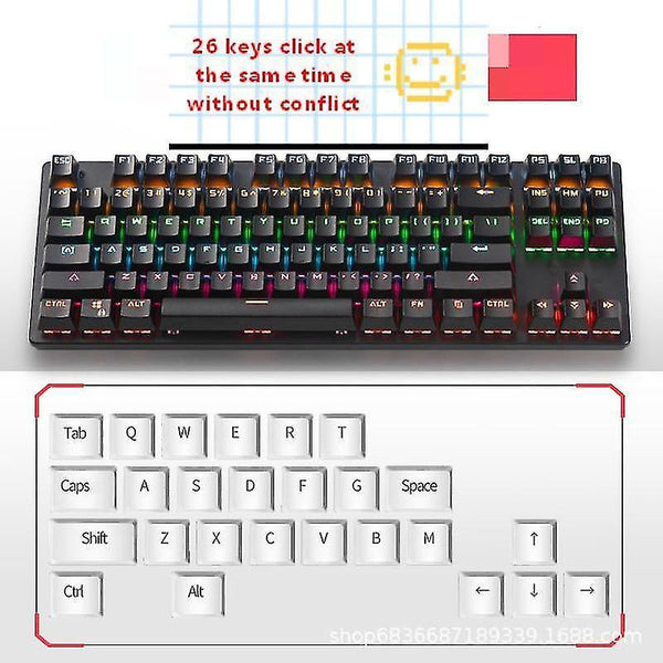 Remote controls gaming mechanical keyboard game anti-ghosting rgb mix backlit blue switch 87key teclado mecanico