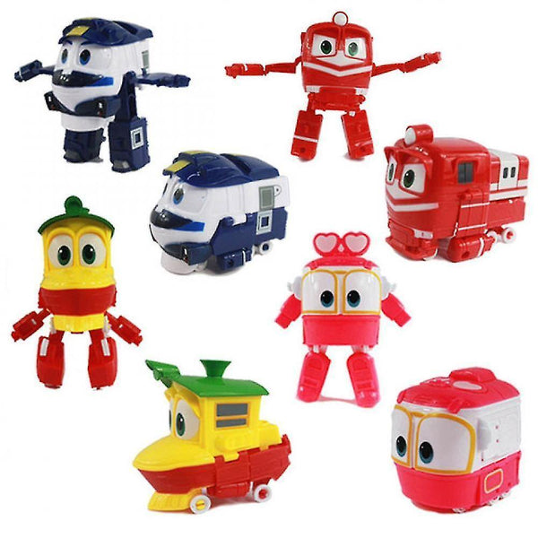 Action toy figures robot trains transformation kids juguetes 11cm pvc rt model kay alf duck figure robot car family