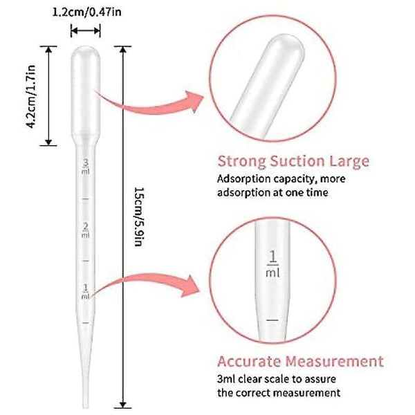 100 Pieces 3ml Pasteur Pipette Disposable Pipette For Laboratory Pipettes