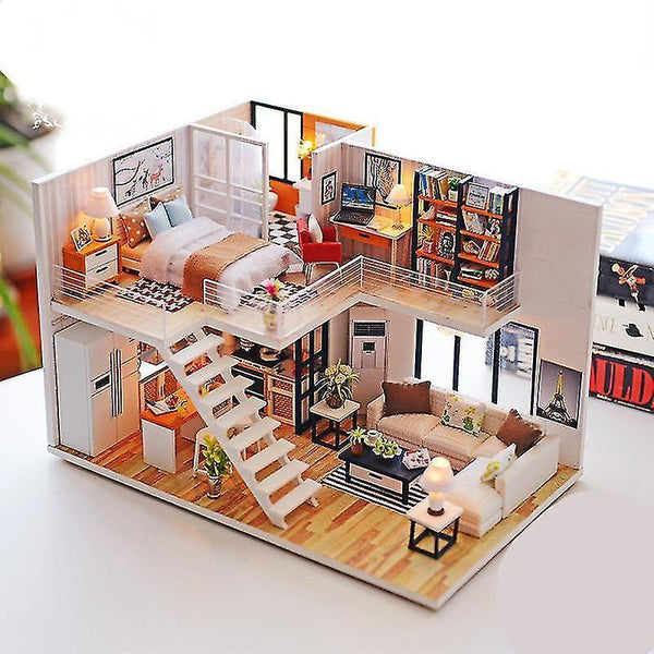 Dollhouse accessories assemble diy wooden house dollhouse kit wooden miniature doll houses miniature dollhouse toys with