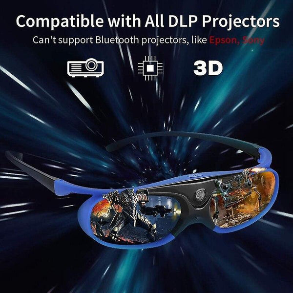 3D Glasses VR Glasses 2Pcs Active Shutter Eyewear DLP Link 3D Glasses USB Rechargeable For Compatibl