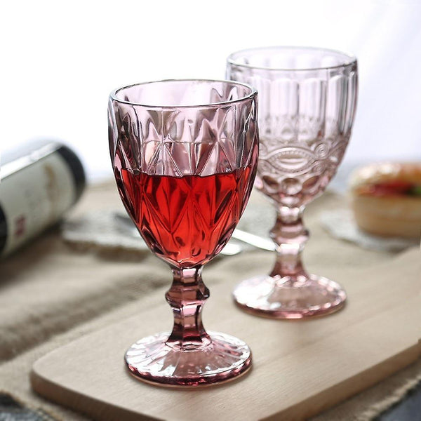 Wine Glass Charms 4Pcs/Set Multicolor Carved Red Wine Glasses Retro Embossed Whiskey Cups Wedding Pa