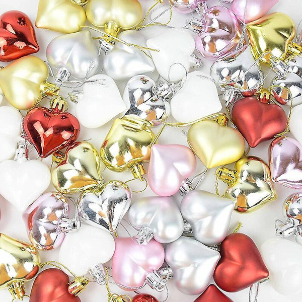 Christmas gift kids pink 12pcs Plastic Heart Ornament For Tree Decor Balls Decorations For Home Hang