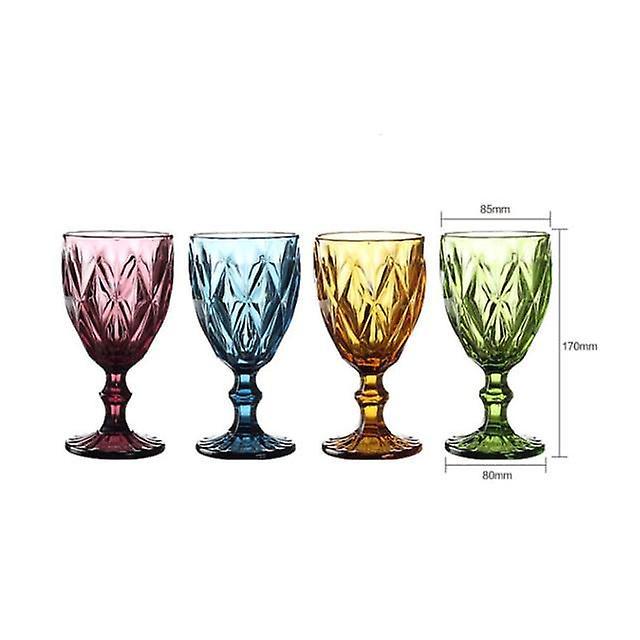 Wine Glass Charms 4Pcs/Set Multicolor Carved Red Wine Glasses Retro Embossed Whiskey Cups Wedding Pa