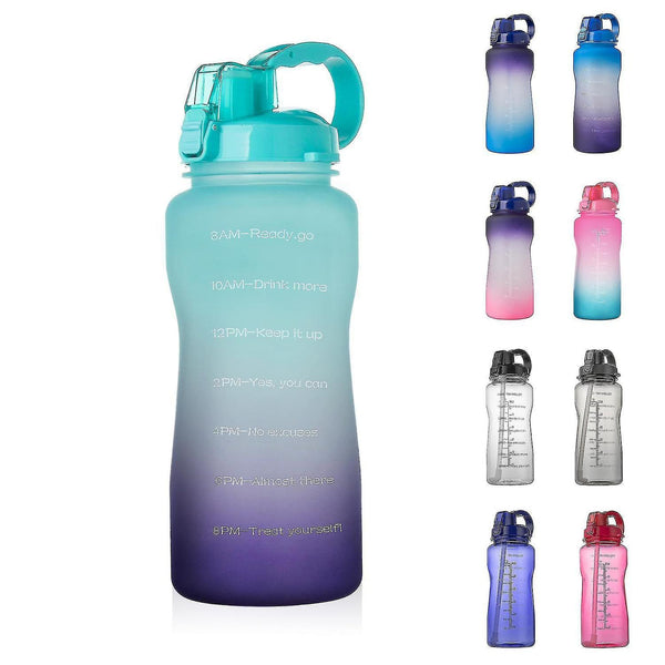 Water bottles outdoor water bottle large capacity sports water bottles lifting belt bounce cover with straw purple