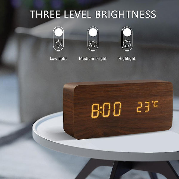 Alarm Clocks Led Alarm Clock Wooden Watch Table Voice Control Digital Wood Despertador Usb/aaa Power