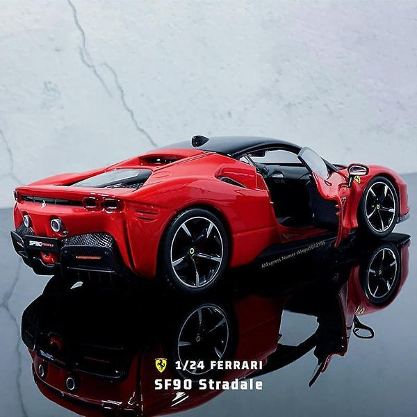 Toy cars 1:24 ferrari sf90 stradale simulation die cast alloy car model collection christmas gift toy red