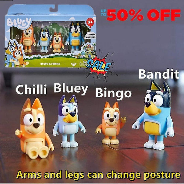 Action Toy Figures Bluey Bingo Family Doll Toys Made Of High-quality Abs Material 4pcs