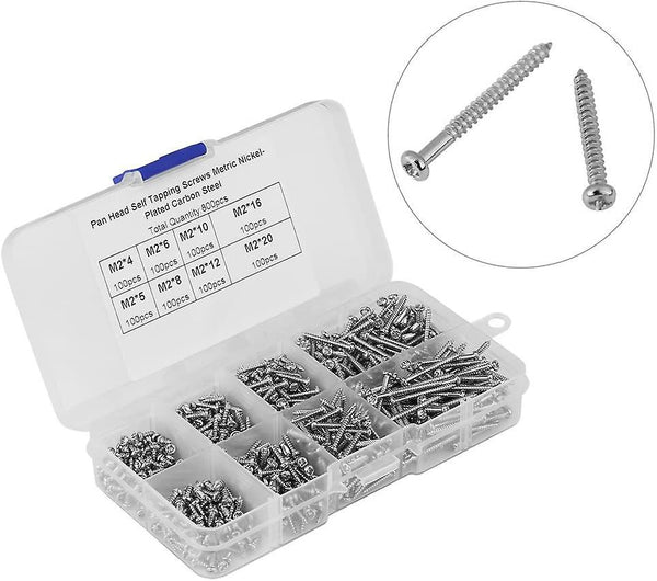 800pcs M2 Self Tapping Screws Pan Head Self Tapping Screws Screws