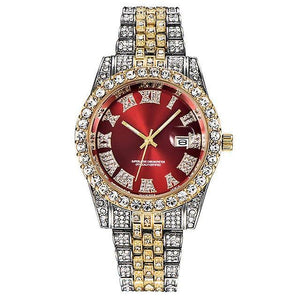 Watches hip hop diamond watch men luxury brand mens gold watch analog quartz watches red