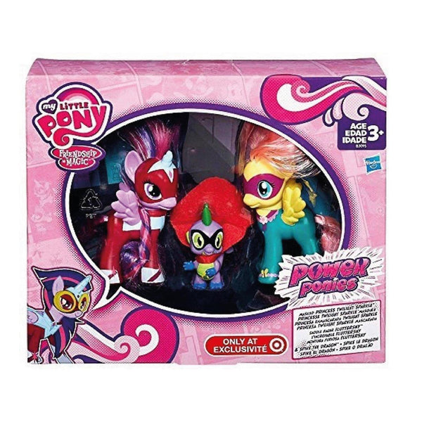 Video Game Consoles Toy - Power Ponies 3 Figure Pack - Twilight Sparkle Fluttershy Spike the Dragon