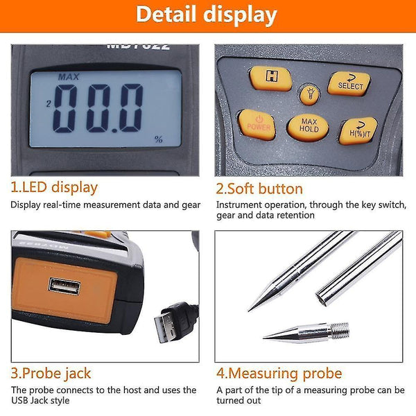 Moisture meters grain moisture tester  long probe digital moisture meter md7822