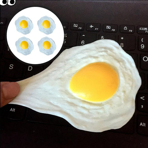 9X9CM Yellow Action & Toy Figures 4pcs Stress Relief Toys Artificial Fried Eggs Fake Fried Eggs Novelty Squeeze Toys