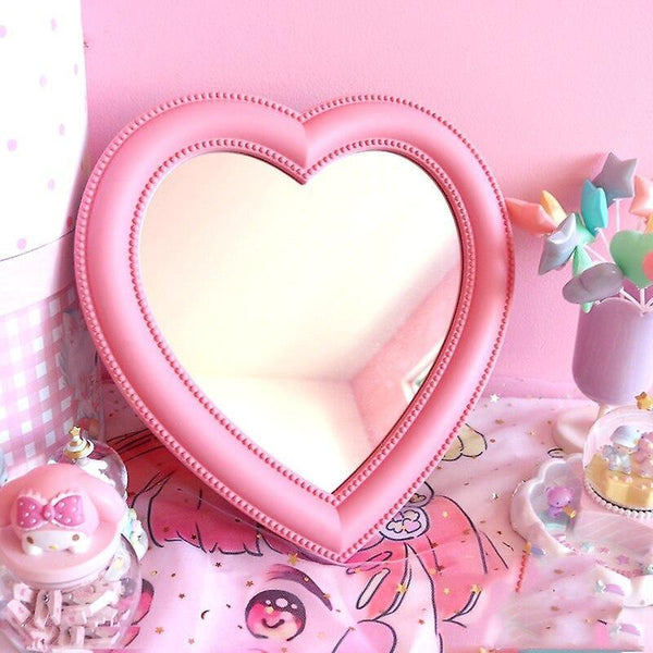 Face Mirrors INS Love Mirror Desktop Vanity Dual Wall Decoration Heart Shaped Mirror|Makeup Mirrors