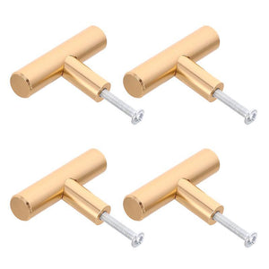 5X3X1.2CM Golden Door Knobs & Handles 4pcs Bedroom Cabinet Door Handle T Bar Drawer Single Hole Handle Knobs