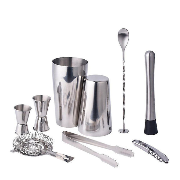 Cocktail Barware Tool Sets Stainless Steel Boston Cocktail Shaker Set Bartender Kit 9 Piece for Home