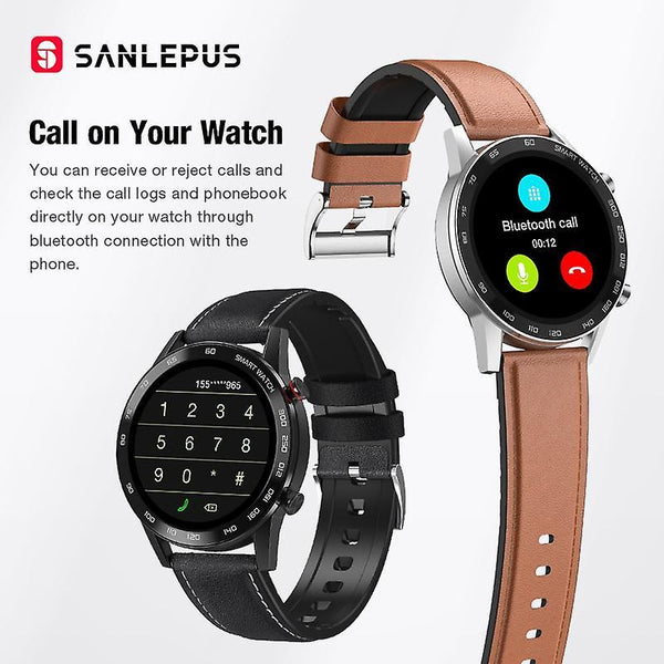 Watches smart watch bluetooth call men sport fitness bracelet clock |smart watches brown-leather strap