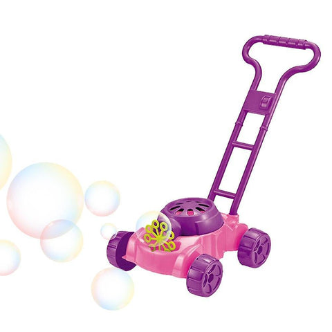 Bubble blowing toys children foam mower toy outdoor game non toxic fun automatic bubble machine with music purple