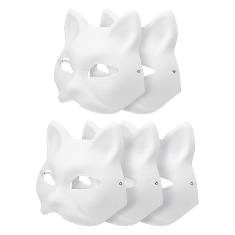 Holiday Ornaments 5pcs Blank Masquerade Masks Paintable Diy Cat Face Masks Cosplay Masks Party Halloween White Masks