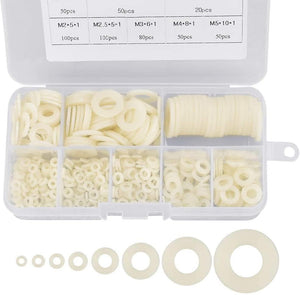 500 Pieces Plastic Washers Nylon Flat Washers Gaskets & O-Rings