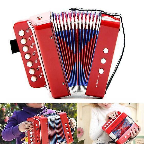 Accordions concertinas accordion 7-key 3 bass educational kids beginner practice mini music instrument band toy rose red