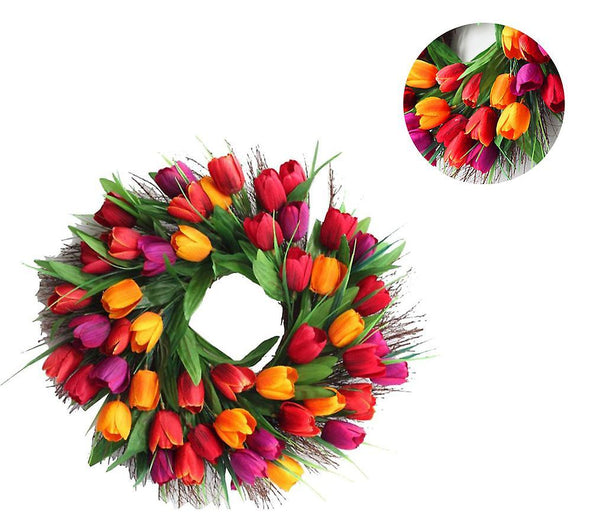 Artificial Tulip Flower Wreaths For Front Door 45 Cm Farmhouse Wreaths & Garlands