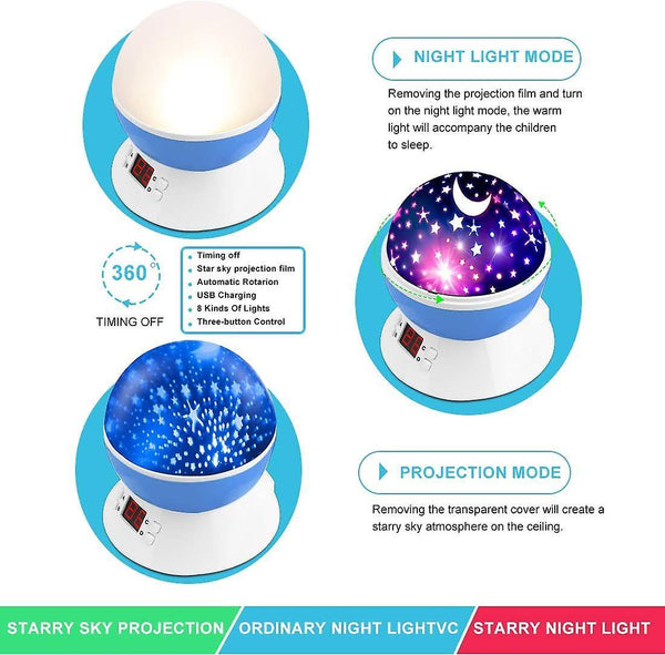 Christmas gift kids Rotating Moon Sky Projection LED Night Lights Toys Table Lamps Timer Shut Off Co