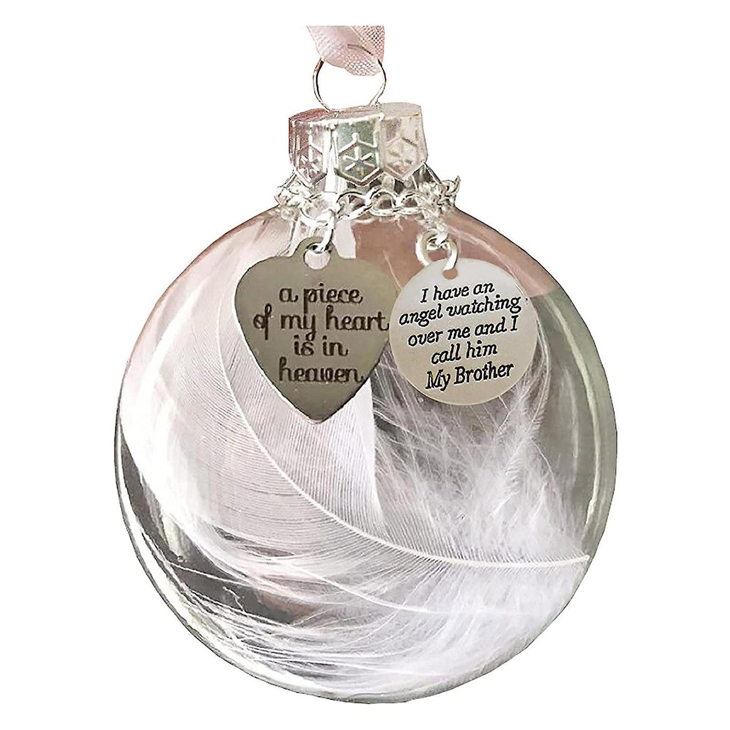 Christmas gift kids Ornaments Angel Feathers Ball Piece Of My Heart Is In Heavens Memorial