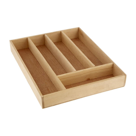 Utensil flatware trays birch wood 5 compartment cutlery tray