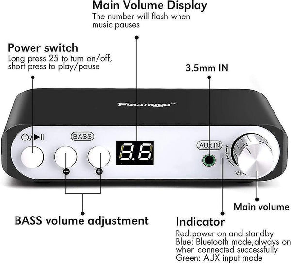 Audio converters q100 2.1 Channel hi-fi bluetooth 5.0 Power amplifier class d mini stereo audio amp speaker subwoofer