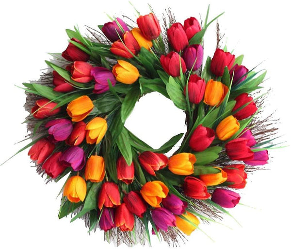 Artificial Tulip Flower Wreaths For Front Door 45 Cm Farmhouse Wreaths & Garlands