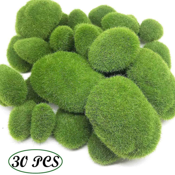 30 Pieces Series 3 Sizes Decorative Artificial Moss Rocks Green Moss Balls For Garden Flower Arrangements And Crafts Artificial Flora