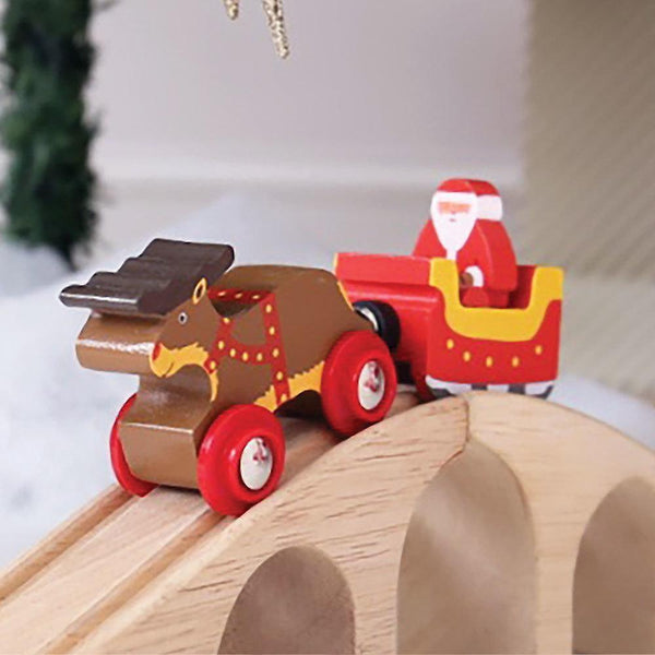 Toy Trains Train Sets Bigjigs Rail Santa Sleigh with Reindeer - Other Major Wooden Rail Brands are C