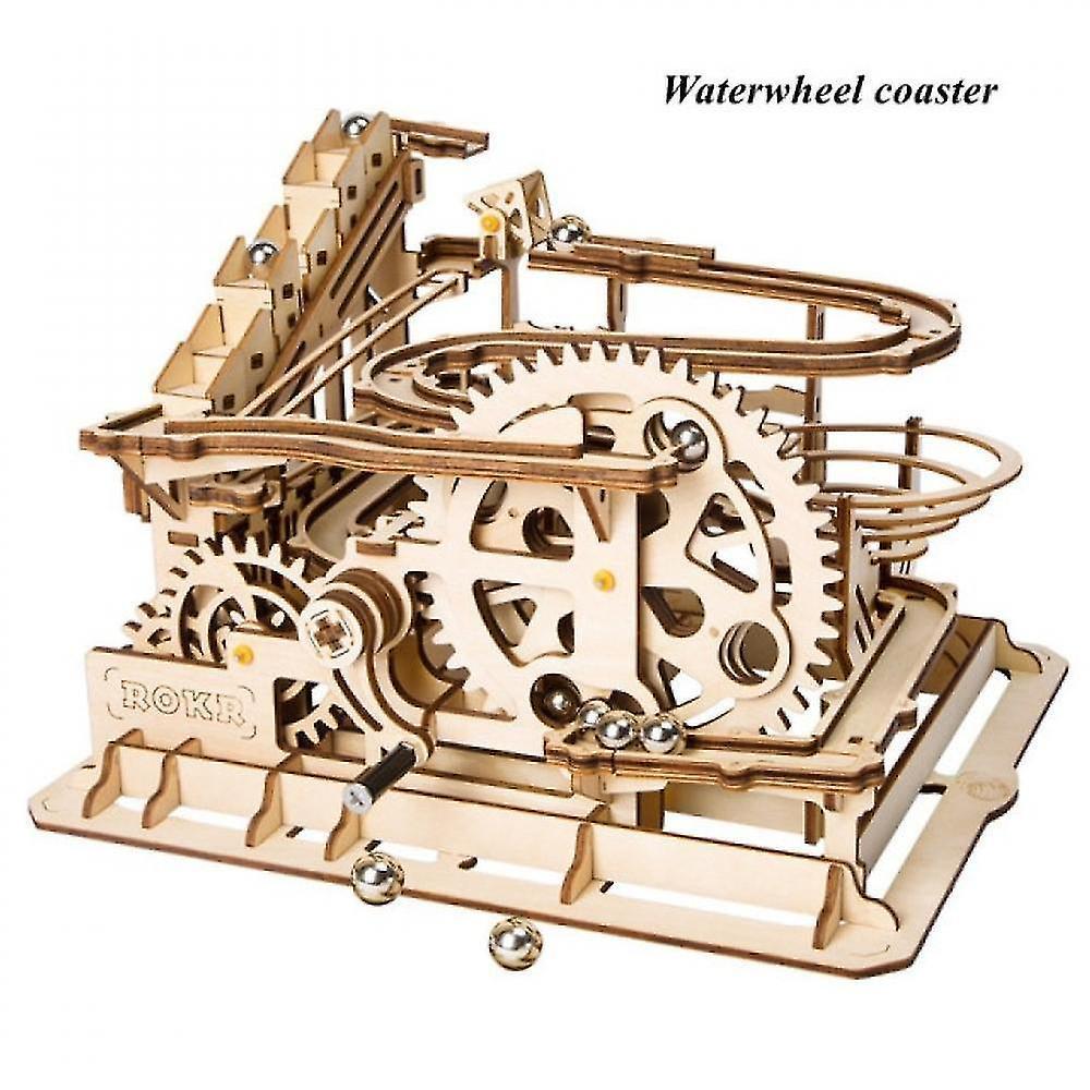 Science exploration sets marble run diy waterwheel coaster wooden building block kits assembly toy christmas gift for children adult