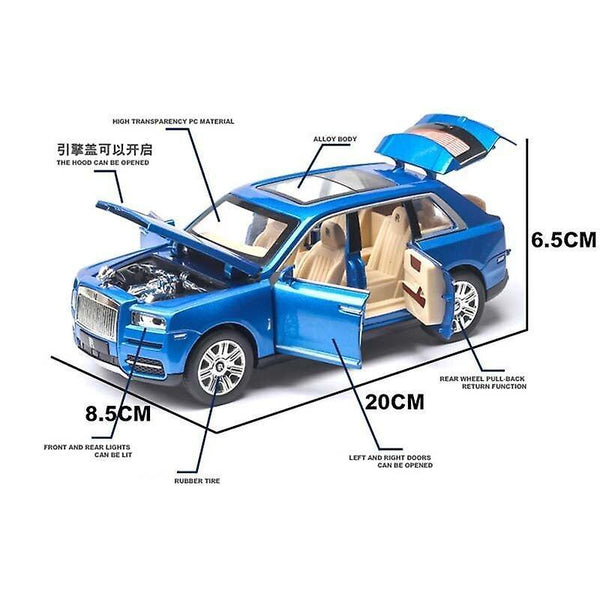 Toy Cars 1/24 Alloy Rolls Royce Cullinan SUV Model Die Cast Toy Car Simulation Sound Light Pull Back