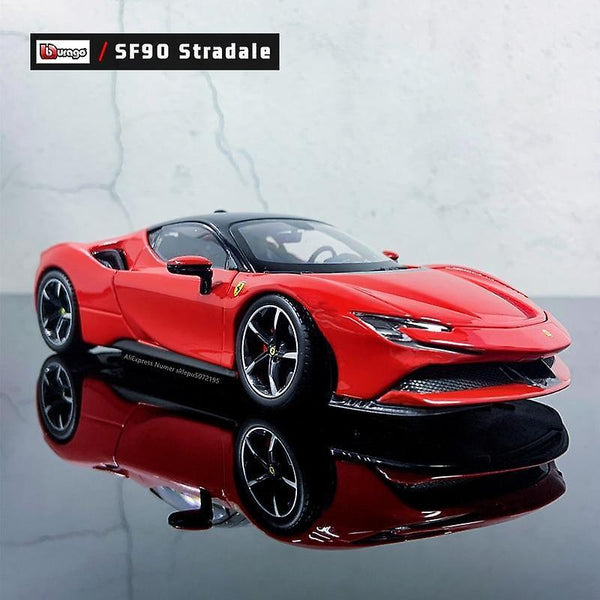 Toy cars 1:24 ferrari sf90 stradale simulation die cast alloy car model collection christmas gift toy red