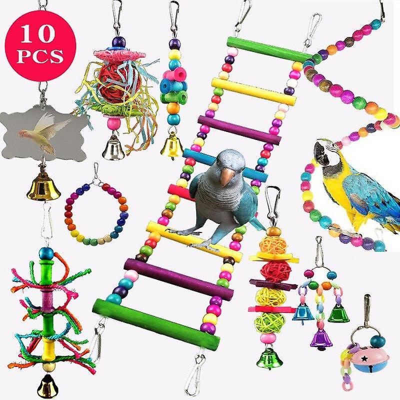 Bird toys pet parrot hanging toy chewing bite rattan balls swing bell training toys pet supplies|bird toys