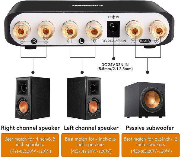 Audio converters q100 2.1 Channel hi-fi bluetooth 5.0 Power amplifier class d mini stereo audio amp speaker subwoofer