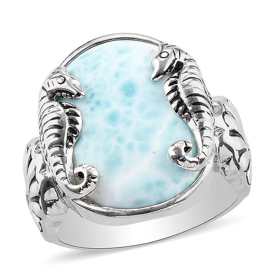 Rings sajen silver larimar seahorse ring for women in platinum plated silver 10.4Ct r