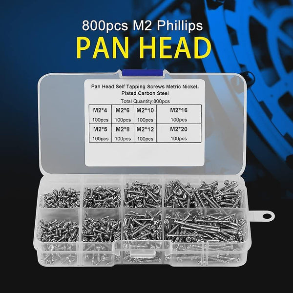 800pcs M2 Self Tapping Screws Pan Head Self Tapping Screws Screws