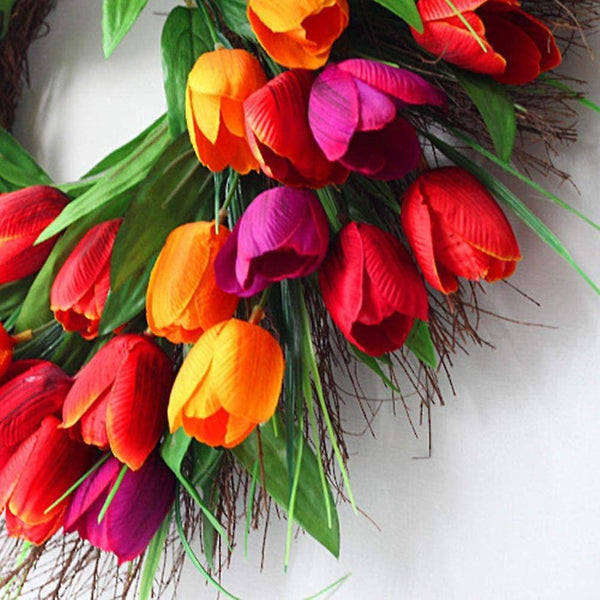 Artificial Tulip Flower Wreaths For Front Door 45 Cm Farmhouse Wreaths & Garlands