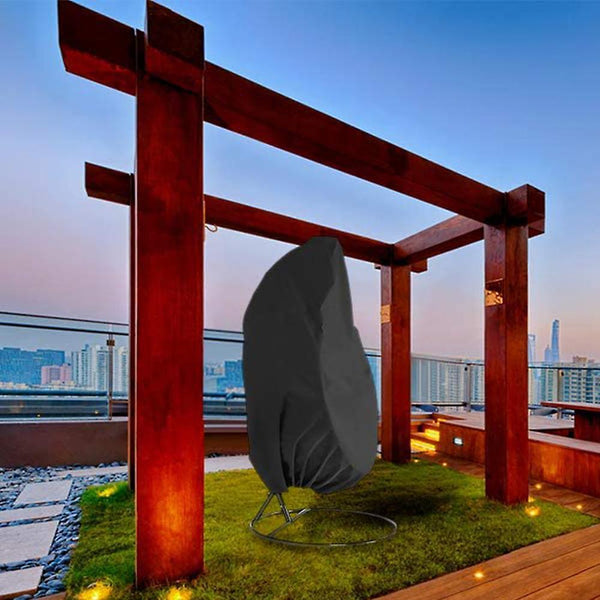 Black Hanging Chair Protective Cover Waterproof Windproof / Weatherproof Outdoor Furniture Covers