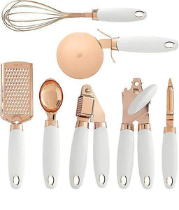 Kitchen utensil sets 7 pcs kitchen gadget set copper coated stainless steel utensils pizza cutter|cooking tool sets