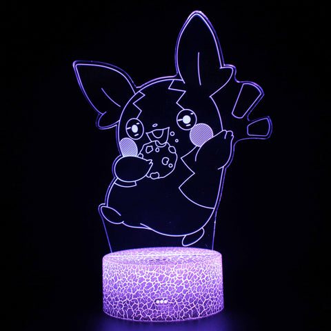 3D Touch Light Night 7 colors remote control - Pikachu #1489