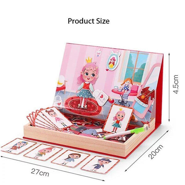 Wooden blocks wooden toy educational multi magnetic double sided puzzle cartoon girl dress up puzzle |magnetic